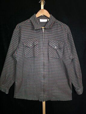 ID Distinctions Men's Vintage Full Zip L/S Camp Shirt M